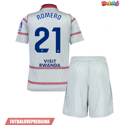Lacne Dětský Futbalové dres Atletico Madrid Cristian Romero #21 2026-27 Krátky Rukáv - Tretina (+ trenírky)